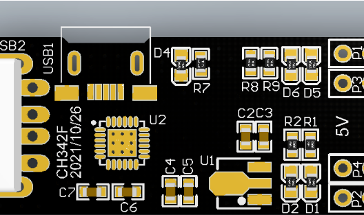 USB轉雙串口工具，CH342F