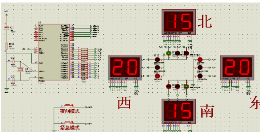 基于单片机交通灯控制系统-夜间模式-紧急模式(proteus仿真+源程序)
