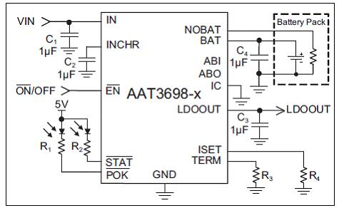 AnalogicTech AAT3698-1/AAT3698-2 1.6A线性锂电池充电方案
