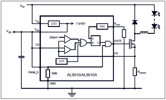 Diodes AL9910 13W LED替代T8荧光管解决方案