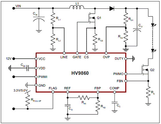 基于Supertex HV9860升压电流模式LED驱动方案