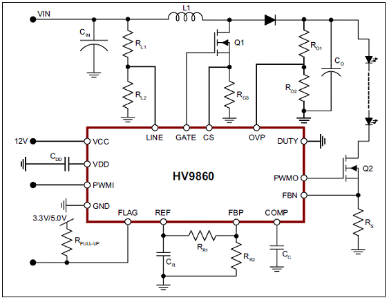 Supertex HV9860升压电流模式LED驱动方案