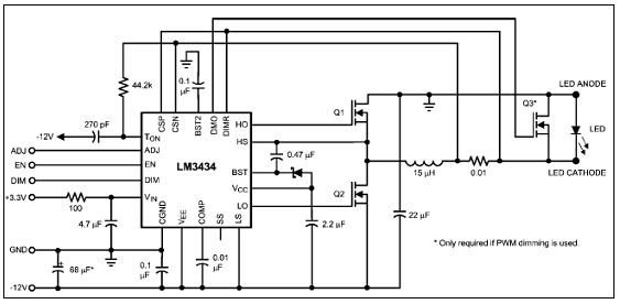 NS LM3434 20A输出LED电源解决方案