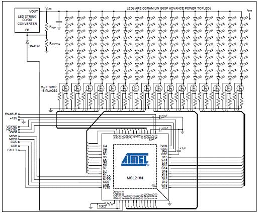 Atmel MSL2166 16路白光和RGB LED驱动解决方案