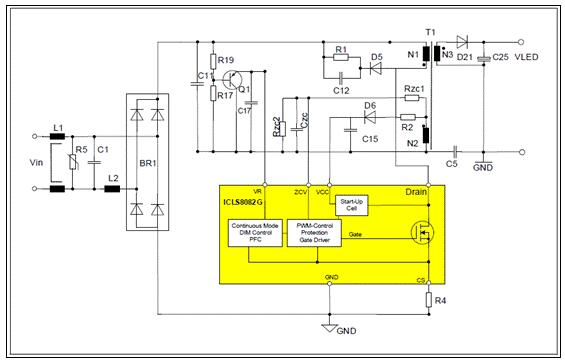 Infineon ICLS8082G带PFC和调光的离线LED控制方案