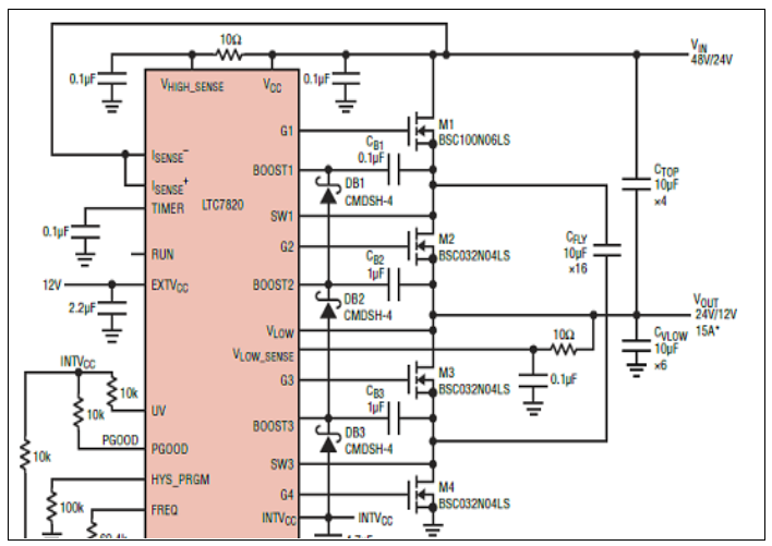 基于Linear公司的LTC7820大功率无电感电荷泵控制方案