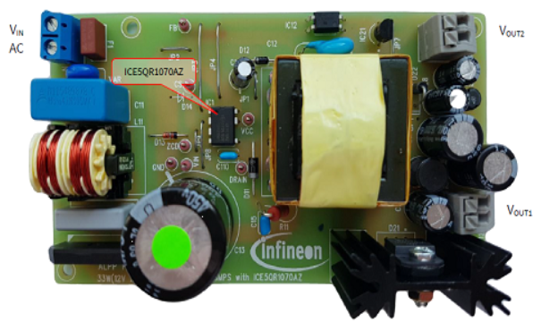 基于Infineon公司的ICE5QR1070AZ33W电冰箱辅助电源设计方案