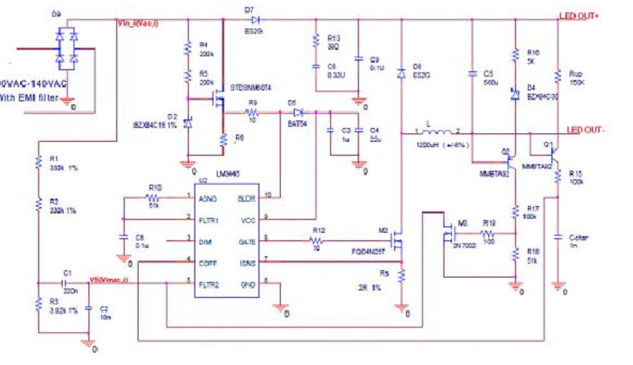 基于LM3445非隔离式LED应用改进型线性稳压解决方案