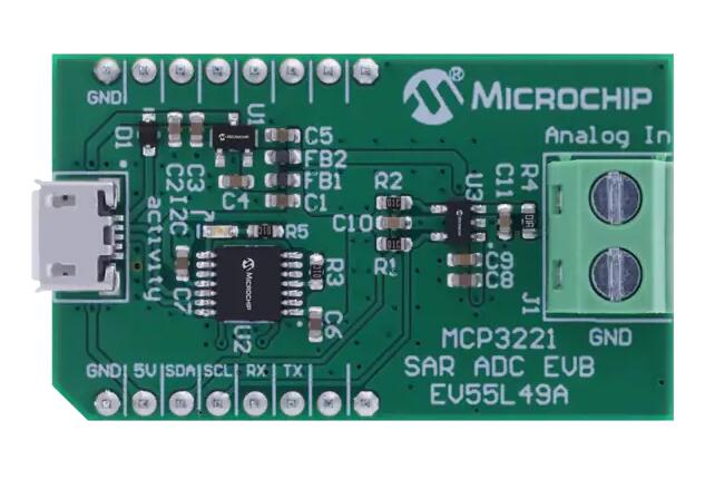 Microchip Technology EV55L49A MCP3221評估板的介紹、特性、及應用
