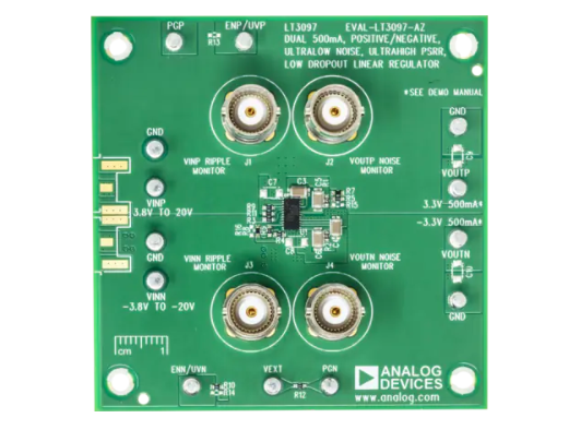 Analog Devices公司EVAL-LT3097-AZ评估板双500mA正负通道稳压器的介绍、特性、及应用