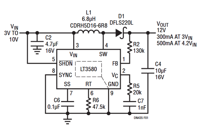 LT3580降压或升压DC/DC转换器的介绍、特性、及应用