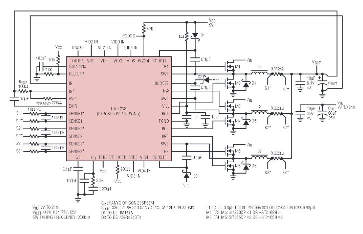 英特尔VRM9/VRM10三相降压控制器LTC3738(带有源电压定位)的介绍、特性、及应用
