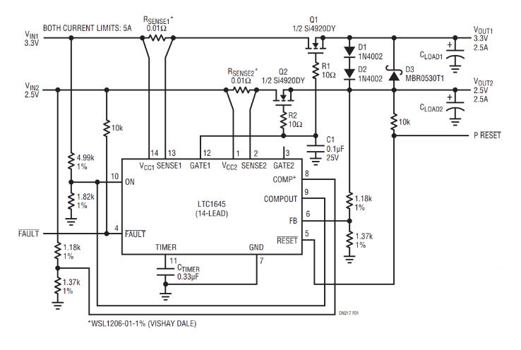 LTC1645双通道热插拔控制器和电源顺序器的介绍、特性、及应用