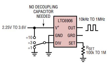 LTC6906微功率精密振荡器（单片硅振荡器）在1MHz时仅消耗60µA的办法