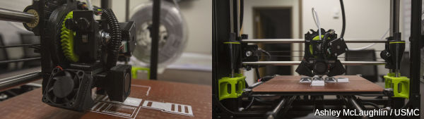 3D打印机的打印头/工具头的特写。