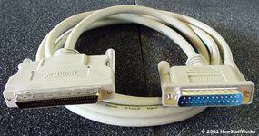 外部SCSI设备使用粗的圆形电缆进行连接。