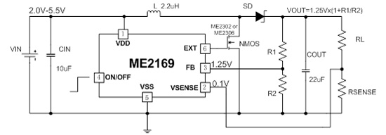ME2169带有外置电阻可调电流限制电路的升压型DC-DC控制器方案3