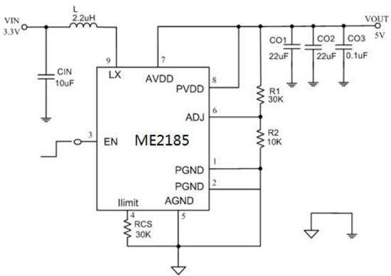 ME2185的大电流、高效率、同步整流升压解决方案2
