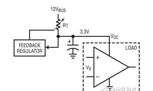 反馈环路调整串联电阻器R1的阻值以调节3.3V.png