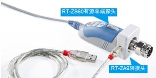 RT-ZS系列单端有源探头与RT-ZA9 N型转换头相连