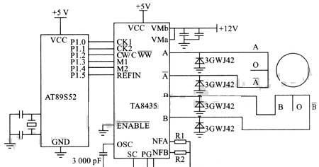 单片机与TA8435联接控制步进电机原理图