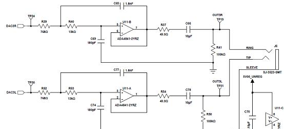 评估板EVAL-ADAU1466Z电路图:模拟输出通路32和33.png