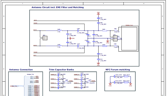 ST25R3911B带单片天线驱动(包括EMC滤波器)最低配置图