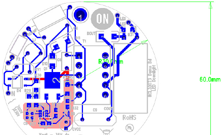 评估板NCL30073LED2GEVB PCB尺寸图