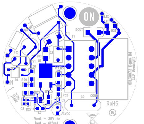 评估板NCL30073LED2GEVB顶层PCB设计图