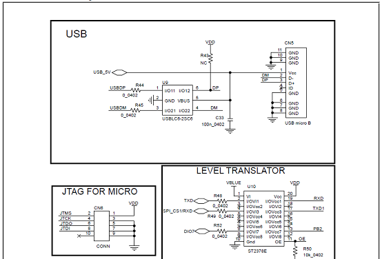 评估板STEVAL-IDB007V1M电路图:USB,电平转换器, micro JTAG
