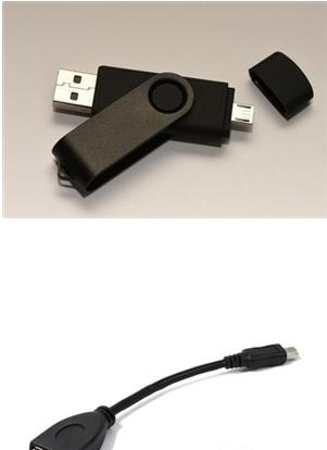 图1：USB OTG驱动器(上)和USB连接线(下).png