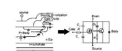 功率MOSFET的结构和其相应的等效电路。.png
