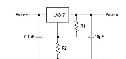 设计人员可以使用传统的线性稳压器(如德州仪器LM317)为气体传感器加热器创建合适的恒压源。.png