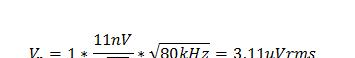 对于非反向放大器 (G = +1)，RMS噪声电压大约为.png