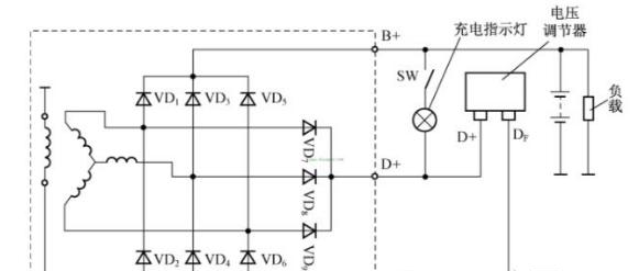 图3 九管交流发电机充电系统电路图.png