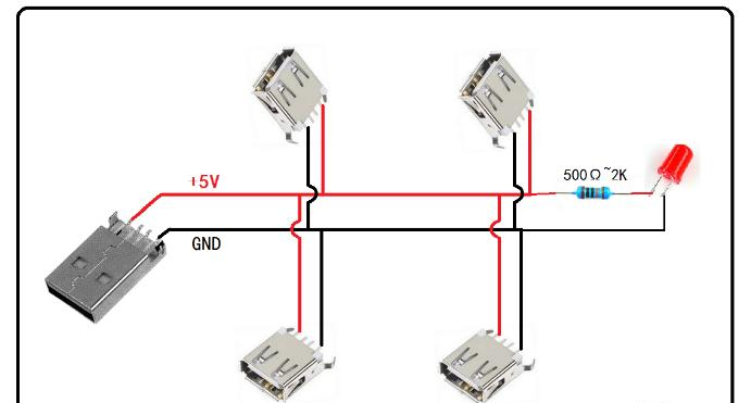 diy制作usb取电分线器