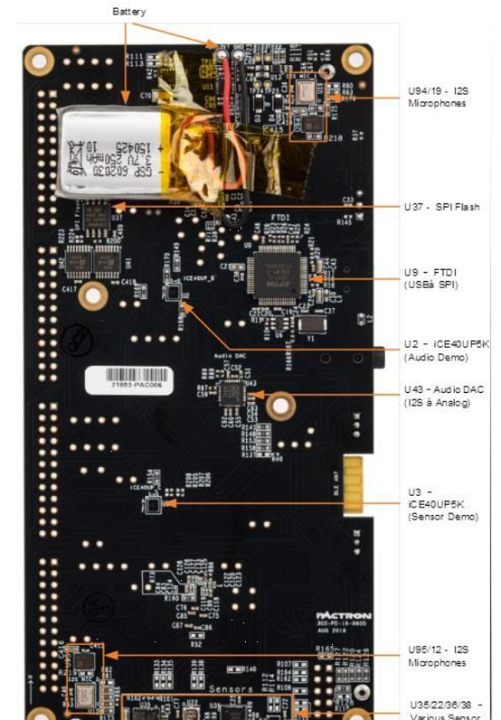 iCE40 UltraPlus移动开发平台(MDP)板外形图(背面)