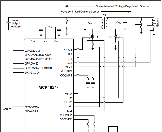 MCP19214双向转换器应用电路图