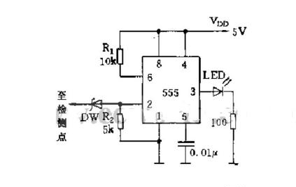 555电压检测电路_555构成的脉宽检测电路图.png