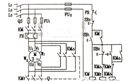 星三角能耗制动电路图(电动机/接触器/继电器自动星三角降压启动电路).png