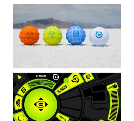 图 2：Sphero2 是 Orbotix 公司开发的最新一代球形机器人，这款产品由通过低功耗蓝牙无线链路连接的 iOS 或 Android 智能手机或平板电脑控制(上图)。 用户界面简单，可下载到 Apple iOS 或 Android 智能手机，或平板电脑上(下图)。.png