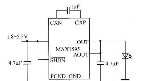 图 MAX1595电荷泵驱动白光LED电路.jpg