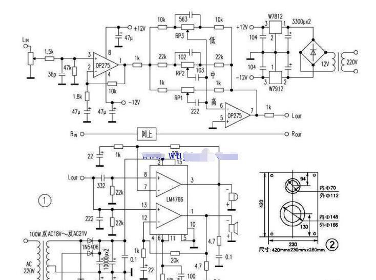 LM4766电子两分频功放及音箱制作电路图.jpg