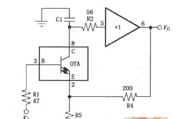 宽带跨导型运算放大和缓冲器OPA660的电流反馈放大电路图.png