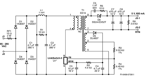 powerint linkswitch-ii 3.25w 2011欧标充电器解决方案