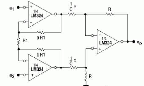 3、LM324高阻抗差动放大器电路图