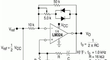 6、LM324维思电桥振荡器电路图