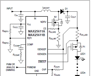 图2.MAX25611简化应用电路图