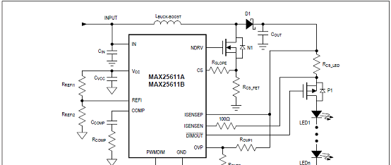 图5.MAX25611典型降压-升压应用电路图