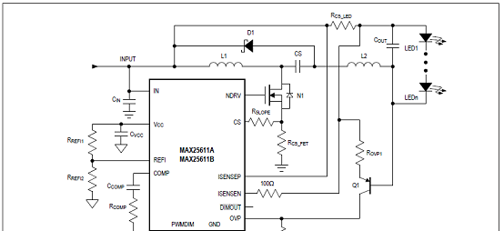 图8.MAX25611典型Zeta应用电路图